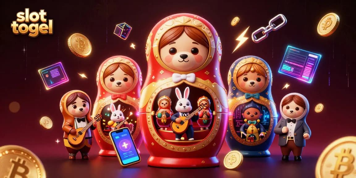 Engage in the excitement of slot togel with vibrant scenes showcasing cartoon bears and cryptocurrency elements.