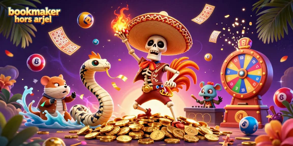 Pariez avec bookmaker hors arjel dans un univers coloré de jeux et de célébrations dynamiques.