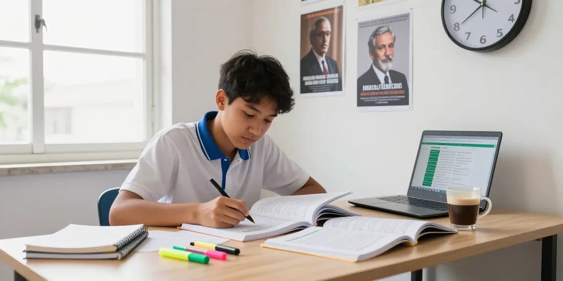 Focused student preparing for the 2026 WAEC expo in a bright study space.