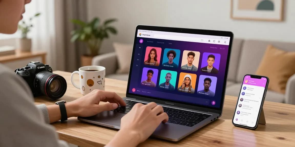 Engaging in NSFW AI chat on a modern laptop with vibrant interface and cozy atmosphere.