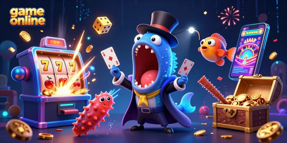 Experience game online with vibrant characters performing magic in an exciting casino-themed scene.