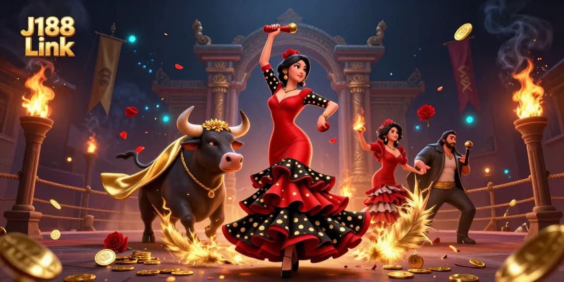Experience thrilling gameplay with J188 Link in this vibrant, colorful casino scene supporting exciting gambling action.