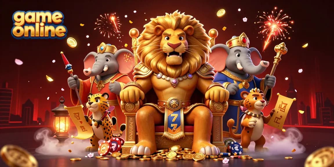Experience the thrill of 'game online' with exciting slot reels spinning and vibrant casino elements.