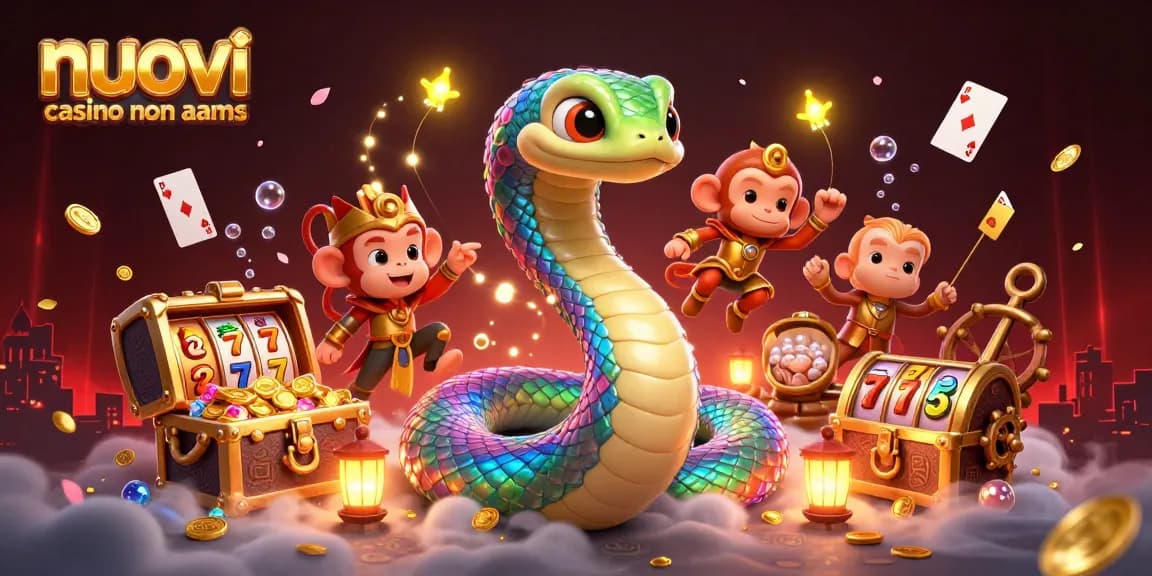 Scopri i nuovi casino non AAMS con vantaggi esclusivi e giochi avvincenti, in un'illustrazione vivace.