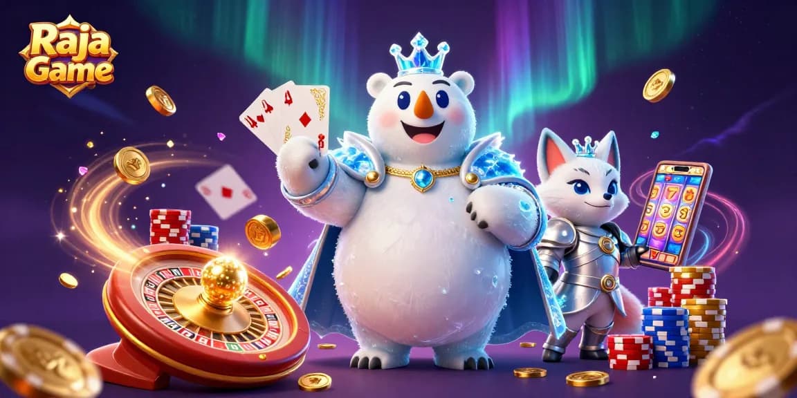 Engage with Raja Game and enjoy the thrill of vibrant casino adventures in this dynamic illustration.