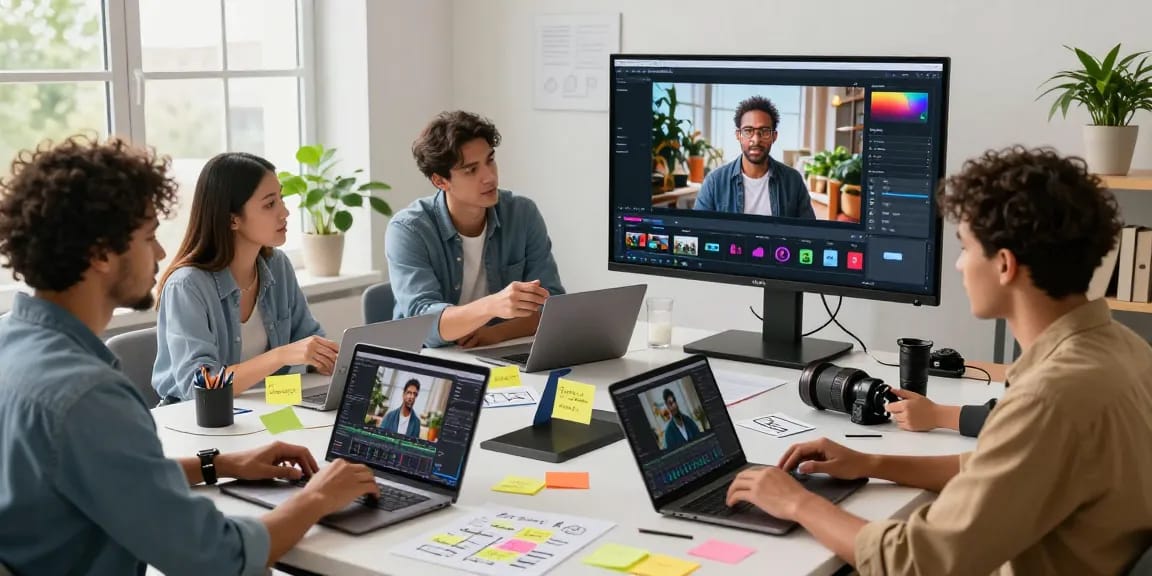 Creative team using Seedance 2.0 AI video generator in a bright modern workspace