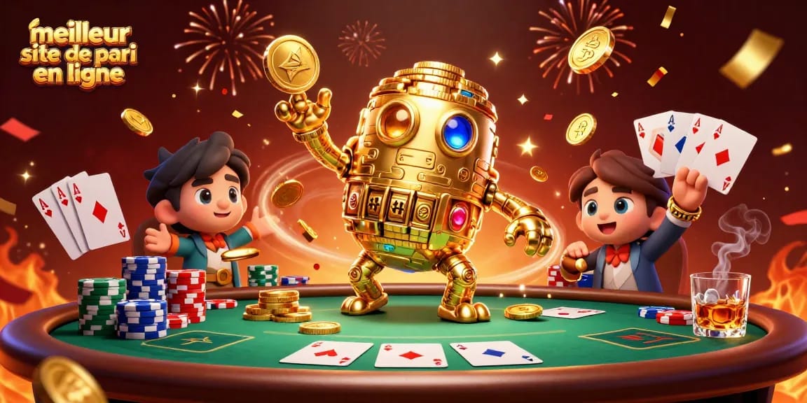 Pariez avec le meilleur site de pari en ligne entouré de jetons de poker colorés et de confettis.