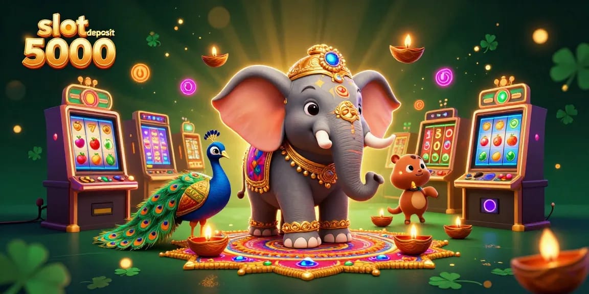 Slot deposit 5000 dengan elemen simbol mesin slot yang menarik dan elemen permainan yang menarik.