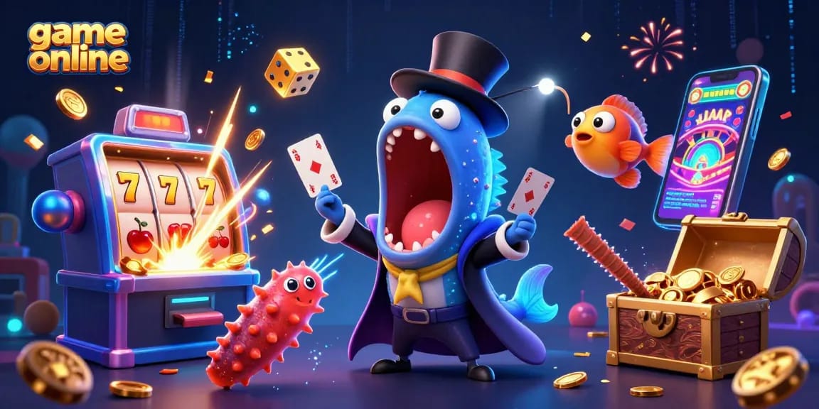 Experience game online with vibrant characters performing magic in an exciting casino-themed scene.