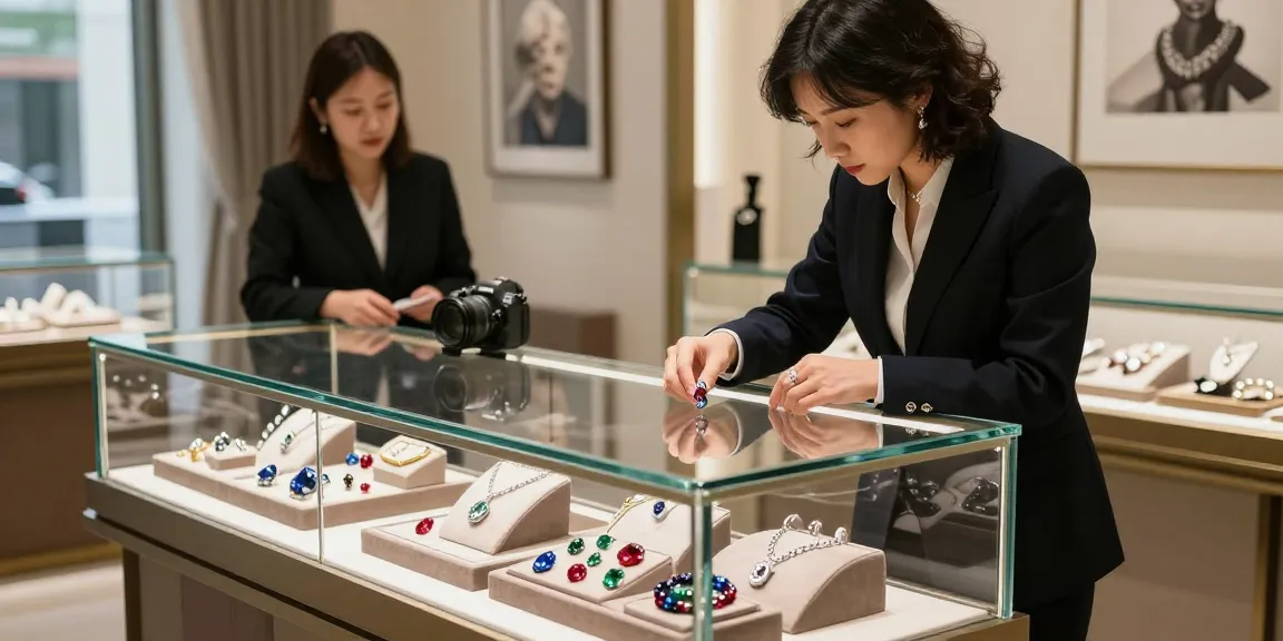 Explore premium gemstones at https://www.mygemspot.com within a luxury jewelry setting featuring elegant displays.