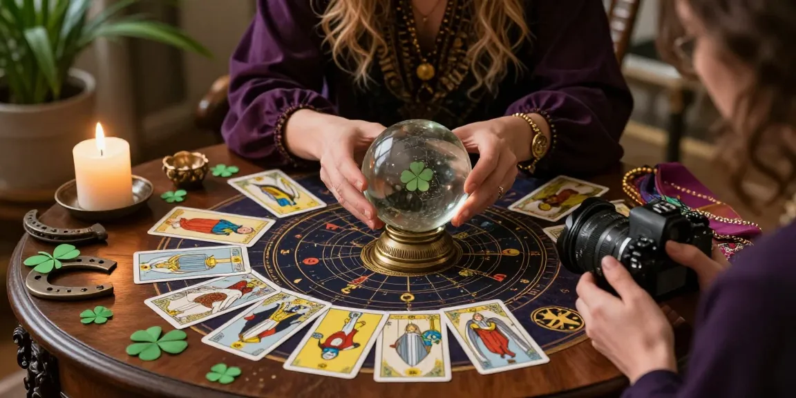 Tarot dan alat ramalan menunjukkan nomor rejeki di lingkungan mistis.