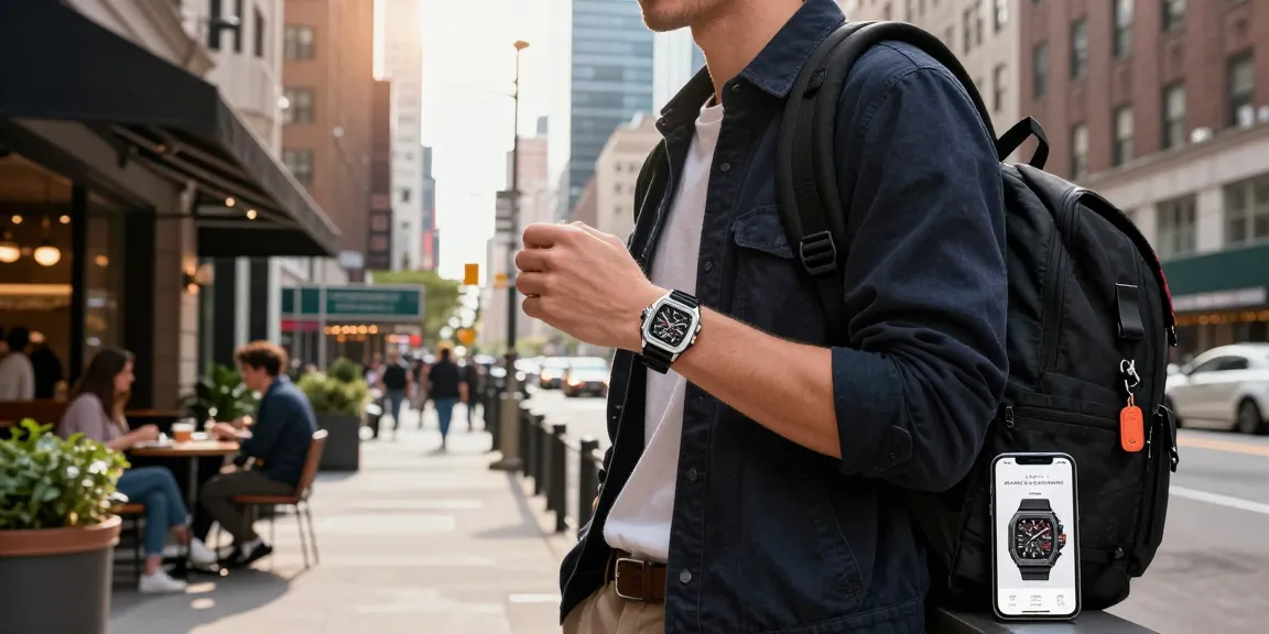 Individual showcasing their replica watch in a vibrant urban setting, highlighting luxury and style.
