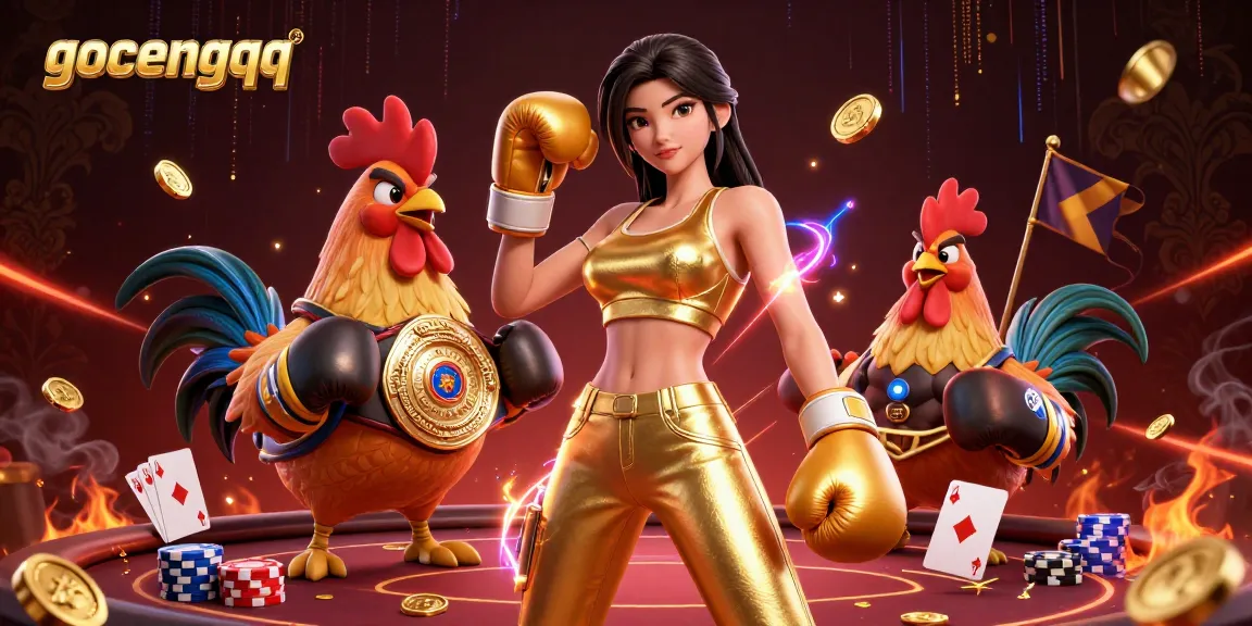 Experience thrilling gameplay with gocengqq through a vibrant 3D poker scene featuring energetic characters.