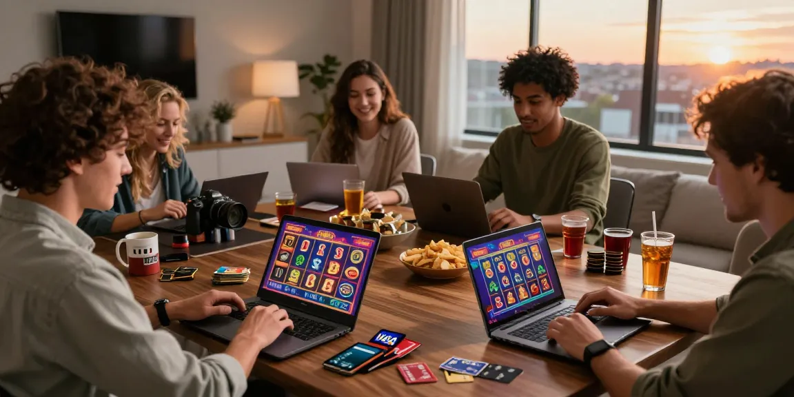 Players enjoying credit card casinos at home with https://brcs.co.uk on screens, showcasing excitement and popular games.
