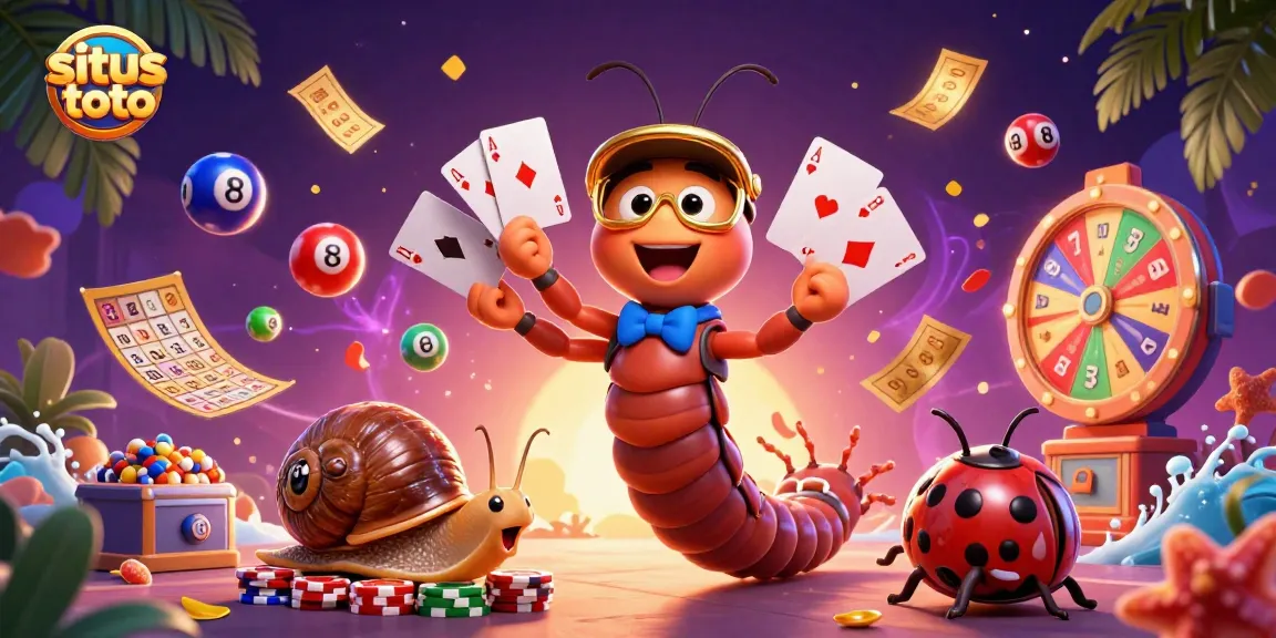 Sitas toto gameplay featuring a colorful millipede dealer at a dynamic gambling scene with vibrant prizes and characters.
