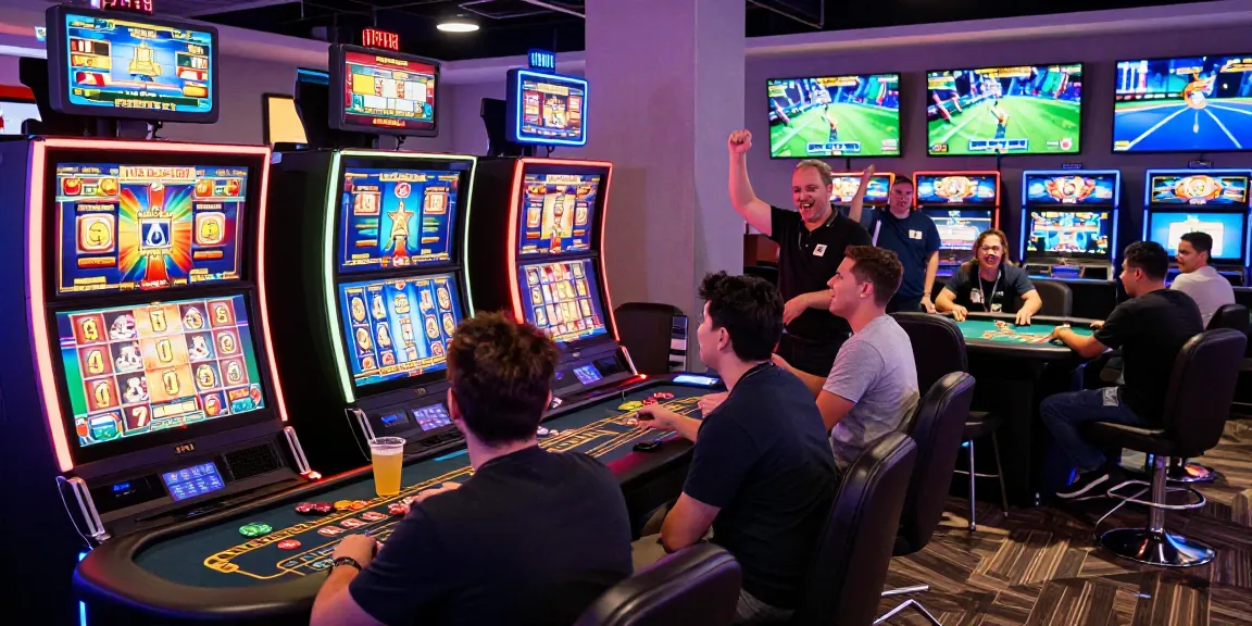 Engaged players in vibrant online casino scene with raja328 daftar link displayed, showcasing excitement and gaming atmosphere.