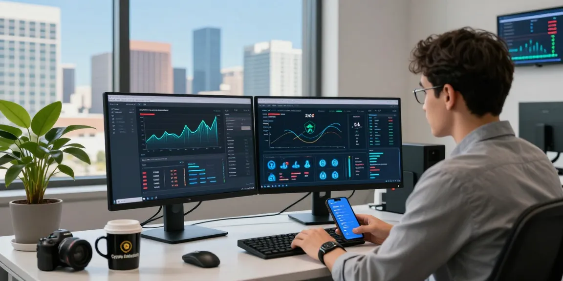 Recover lost crypto with a professional reviewing blockchain analytics in a modern office setting.