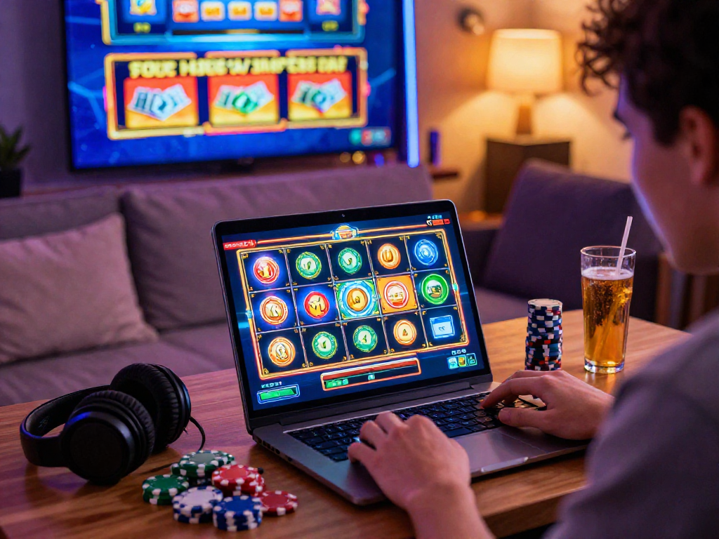 Exciting bonus cashback slot gaming scene with player winning rewards