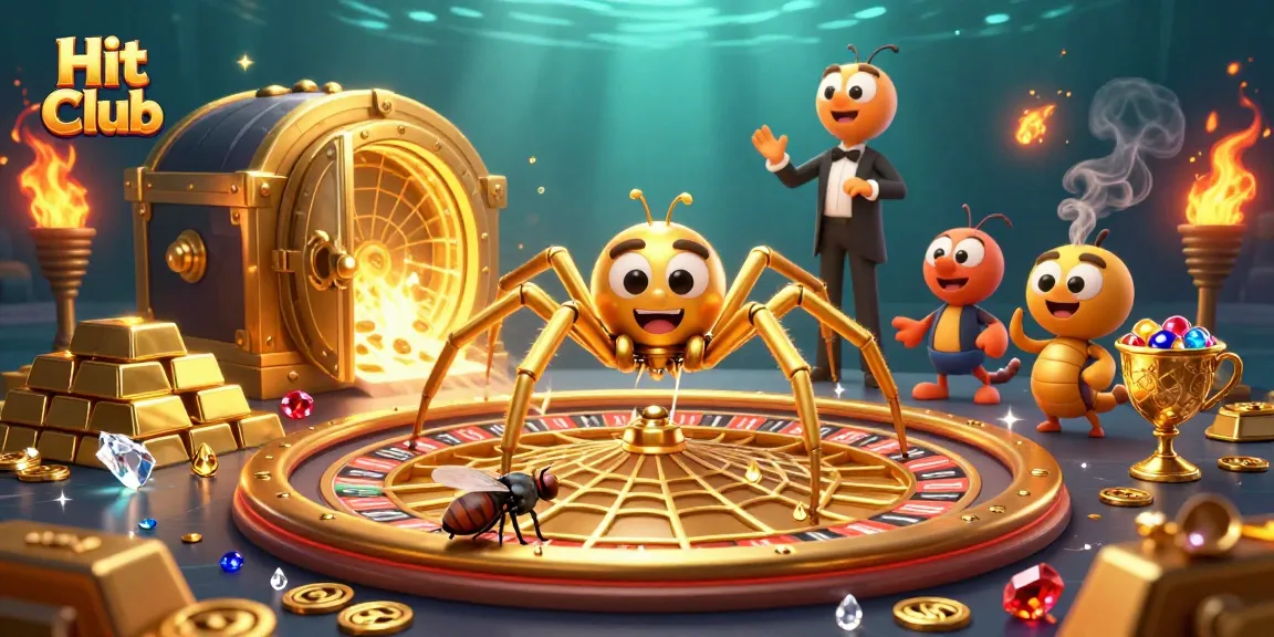 Engage with Hit Club's exciting games as a fly nervously bets in a vibrant 3D casino scene.
