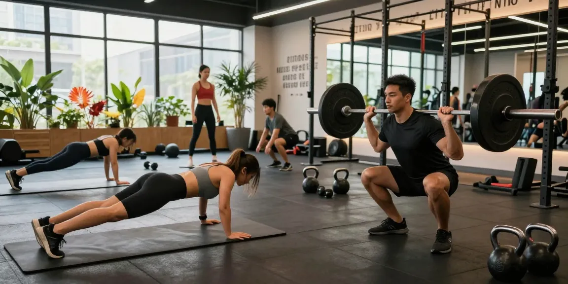 Engaged fitness enthusiasts showcasing strength training at Astera Shop's gym.