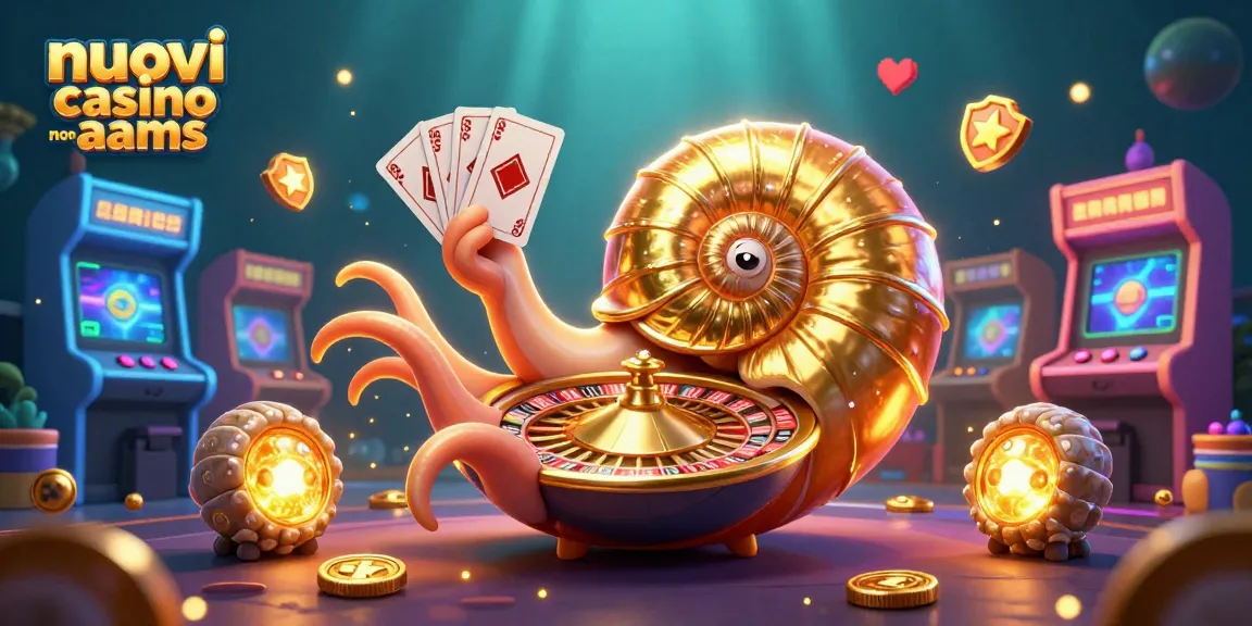 Scopri i nuovi casino non AAMS con un nautilo antico che tiene carte e ruota della fortuna.