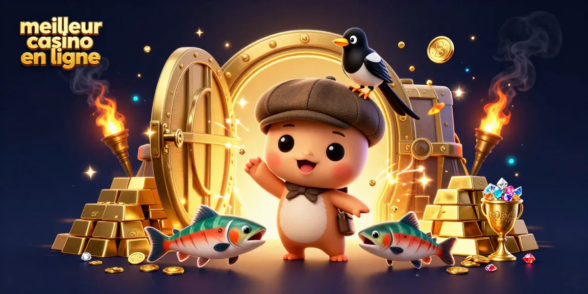 Faites tourner et gagnez au meilleur casino en ligne avec des personnages animés en 3D célébrant des prix en or.