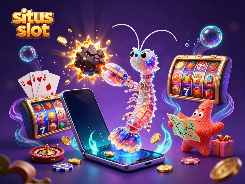 Experience thrilling situs slot action with animated characters and vibrant casino elements.