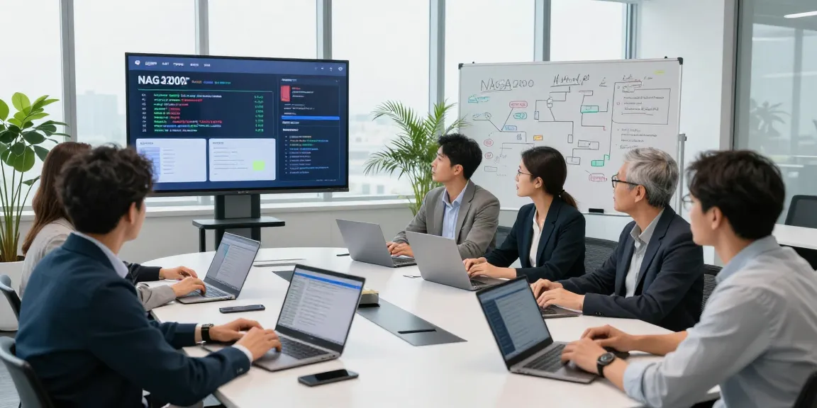 NAGA2000 platform features discussed by diverse professionals in a modern tech office.