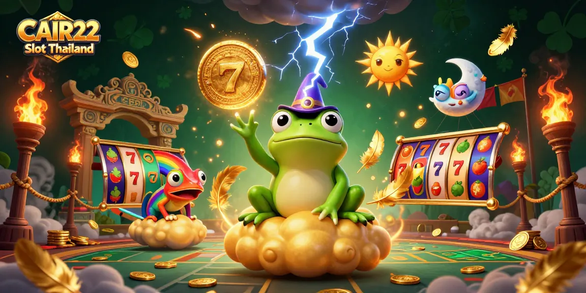 Gambarkan CAIR22 Slot Thailand yang memukau dengan karakter dan simbol slot yang berkilauan.