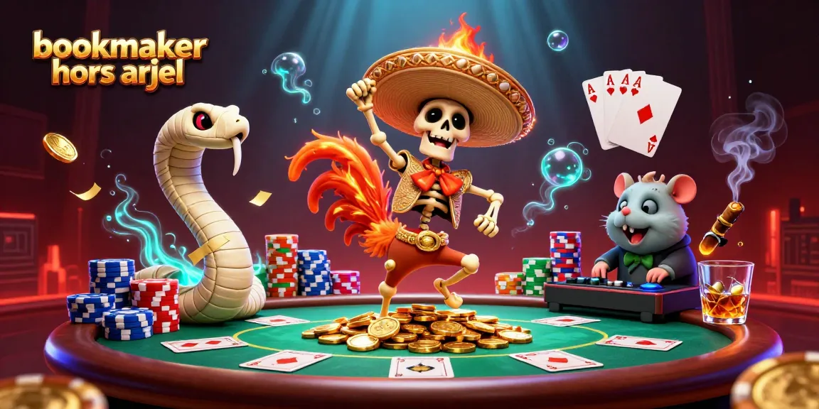 Pariez sur bookmaker hors ARJEL avec une illustration animée de personnages de jeu sur des pièces d'or.