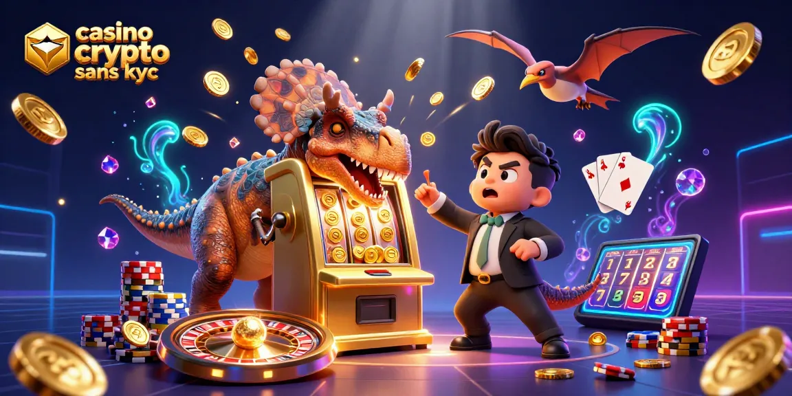 Jouez à casino crypto sans kyc avec un pachycephalosaur et des pièces d'or volantes dans un casino animé.