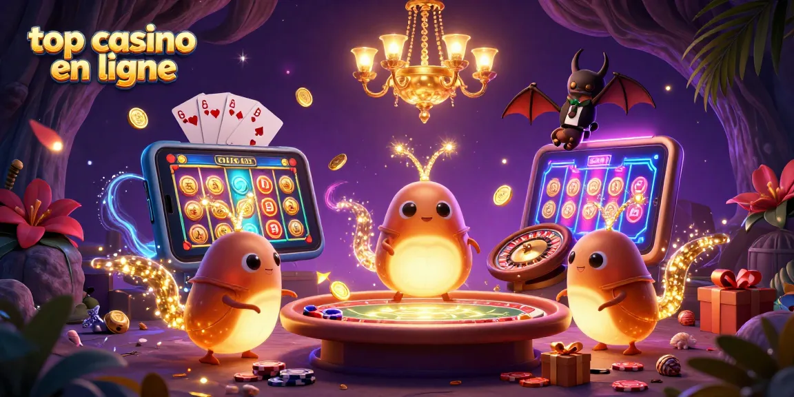 Découvrez le top casino en ligne avec des lucioles animées illuminant une ambiance festive de jeux d'argent.