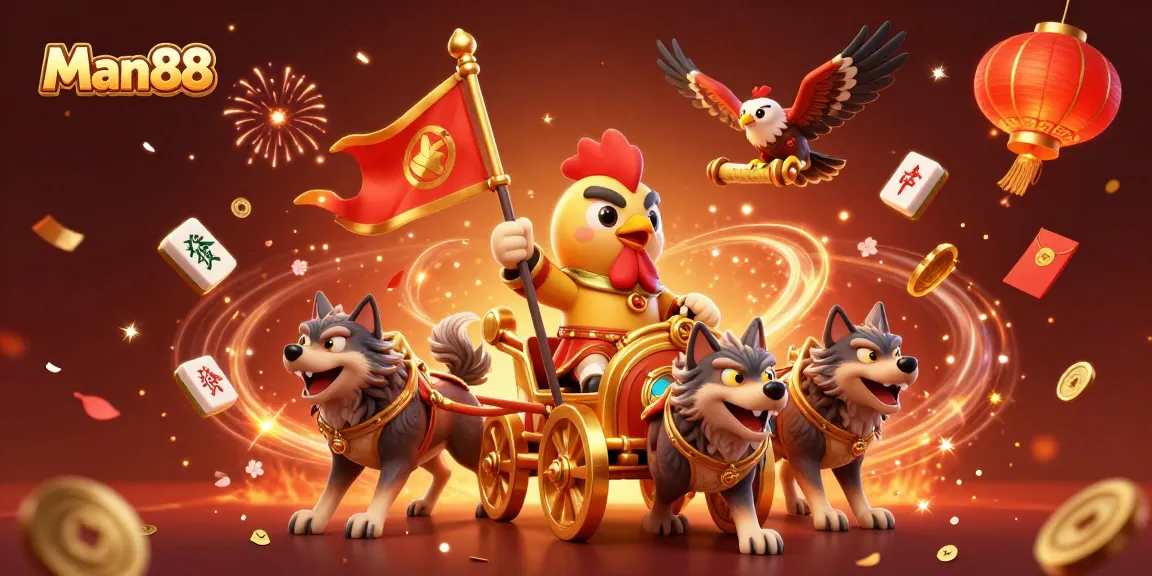 Experience thrilling gameplay at Man88 with festive 3D casino elements and vibrant characters!