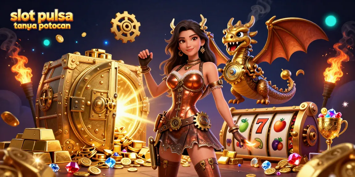 Play exciting slot pulsa tanpa potongan games with rich jackpots in a vibrant casino scene.