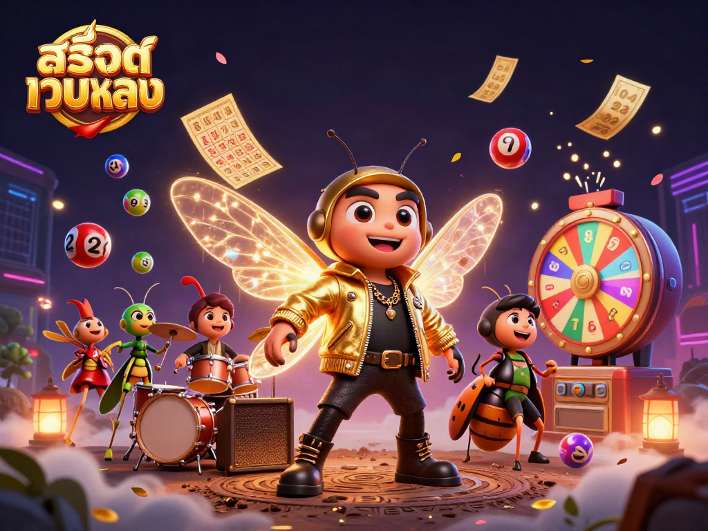 Play exciting lottery games at สล็อตเว็บตรง with a vibrant 3D casino illustration!