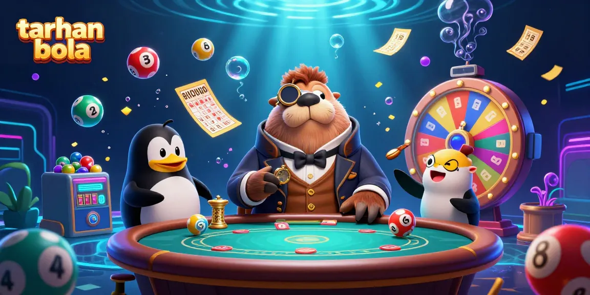 Experience taruhan bola excitement with a vivid underwater poker scene featuring a walrus, penguin dealer, and bluffing pufferfish.