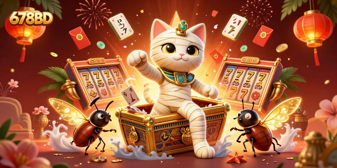 Engage in thrilling games at 678BD with a vibrant 3D casino scene showcasing exciting slots and colorful characters.