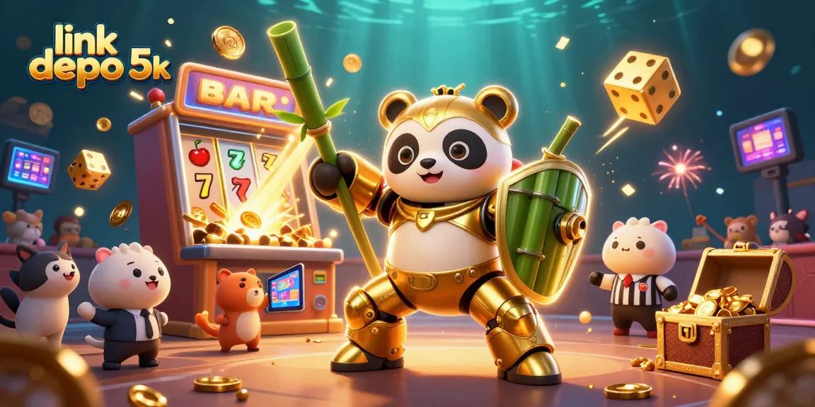 Experience thrilling games with link depo 5k, featuring a golden panda mech and jackpot explosion!