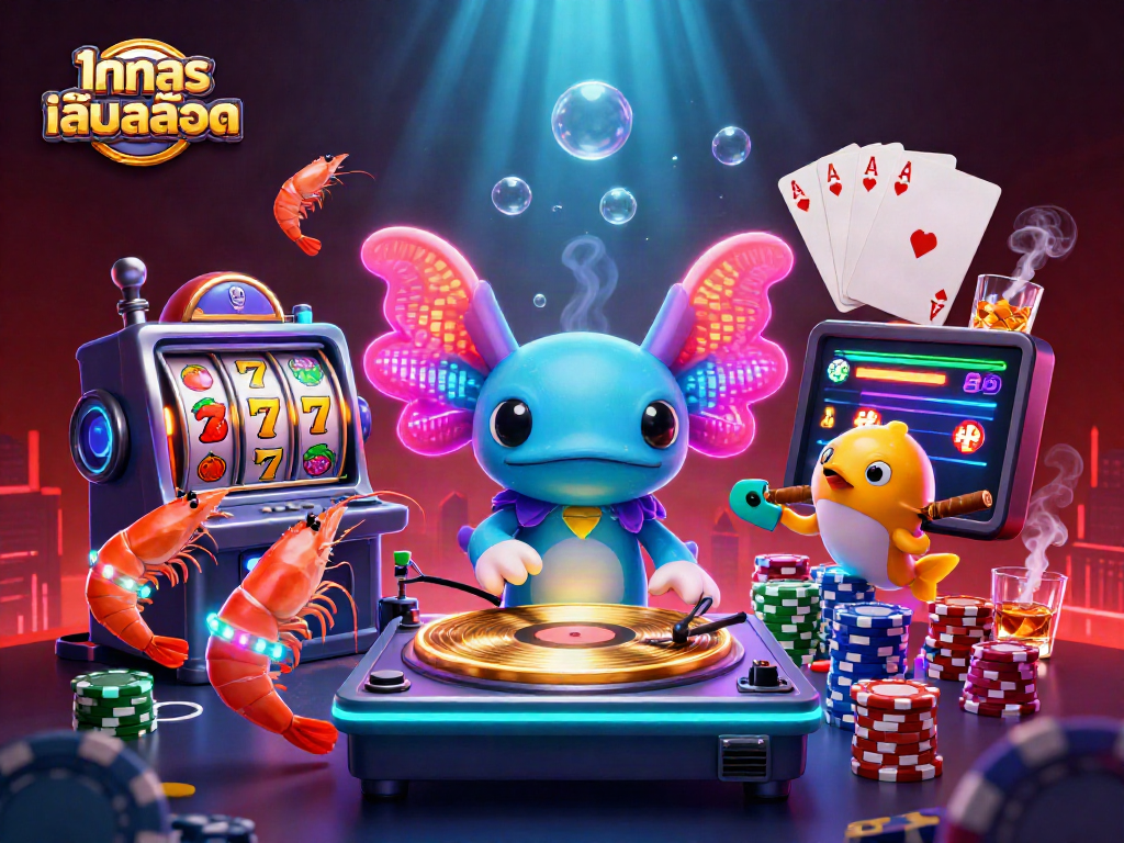 Engage with ทดลองเล่นสล็อต through an exciting underwater casino scene featuring vibrant characters and game elements.
