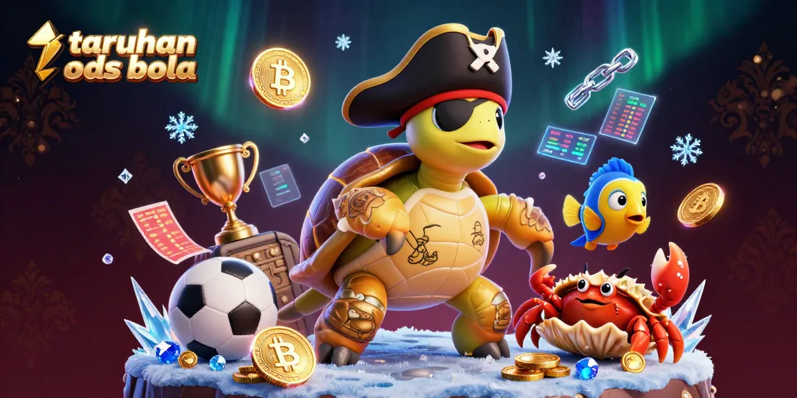 Bet on taruhan odds bola while enjoying a vibrant underwater scene featuring a pirate turtle and treasure.