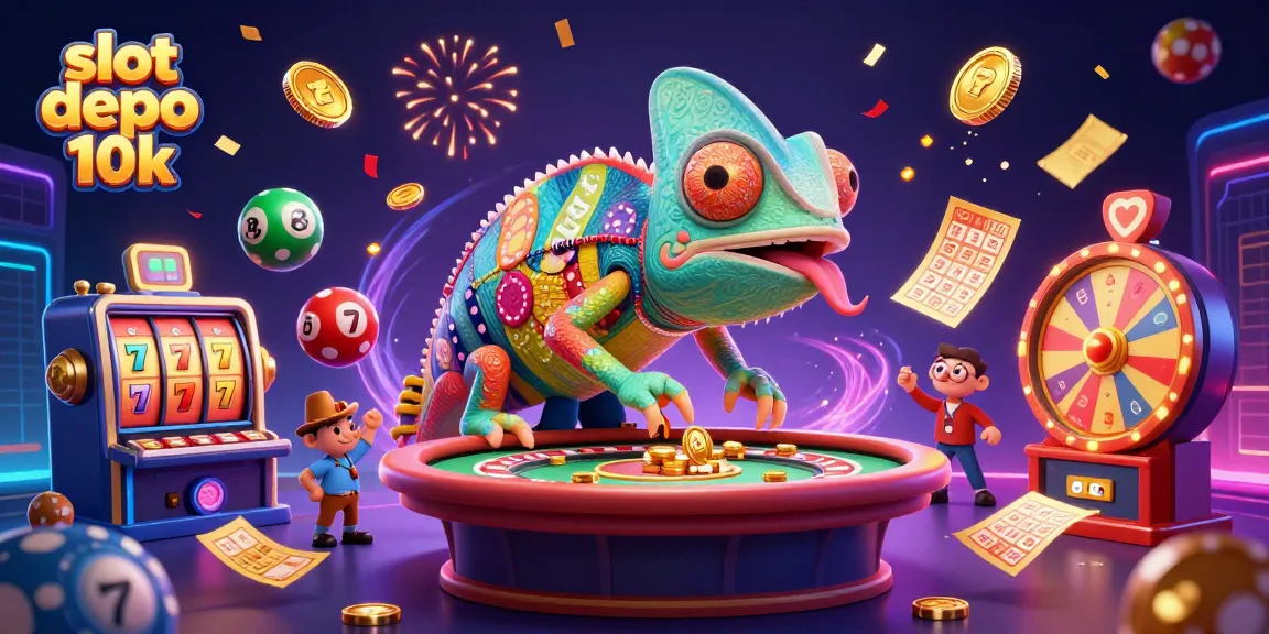 Experience the excitement of slot depo 10k with dynamic lottery elements and a colorful casino atmosphere.