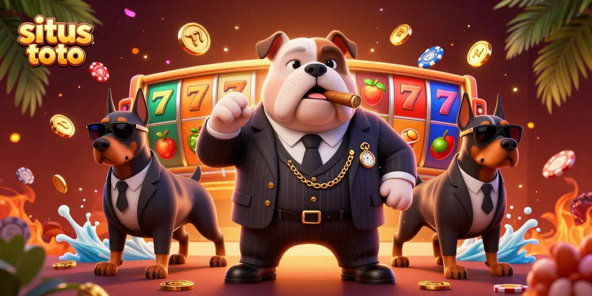Engage with situs toto in a lively casino scene featuring a bulldog boss and dynamic game elements.