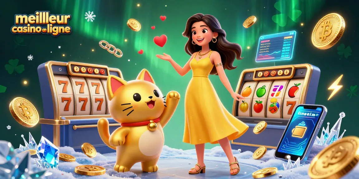 Participez à l'expérience de meilleur casino en ligne entouré de symboles de chance, de pièces et d'éléments de jeu vibrants.