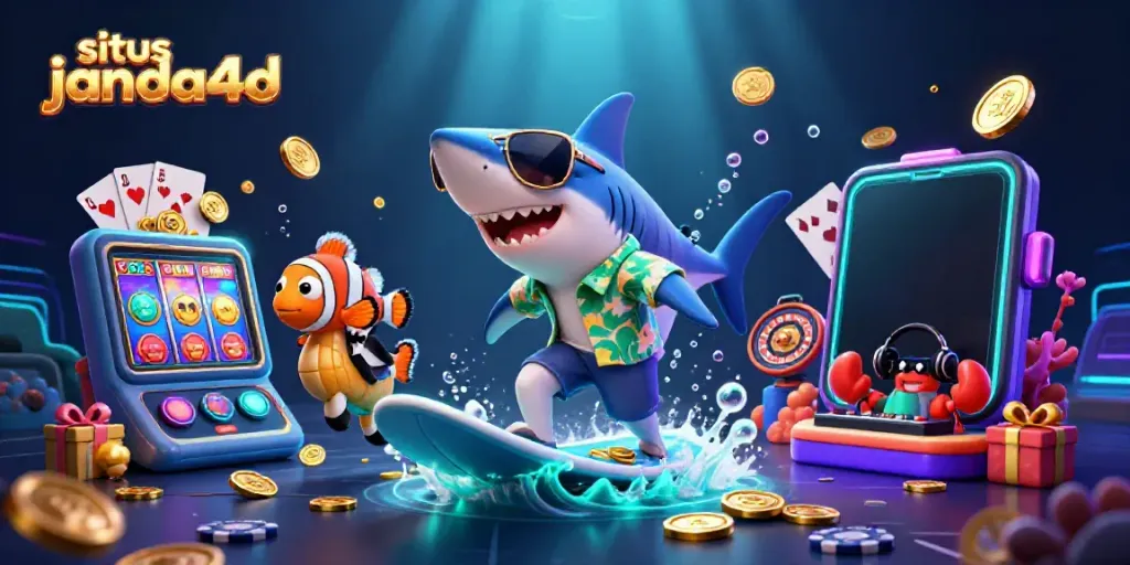 Menangkan permainan di situs janda4d dengan ilustrasi 3D yang menarik dan penuh elemen kasino.