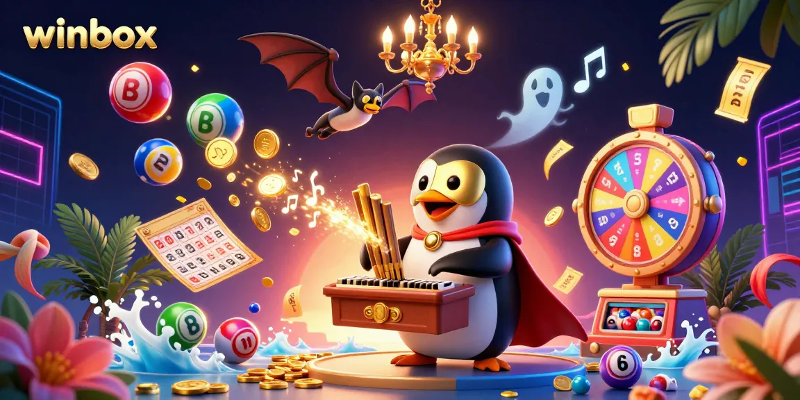 Experience the excitement of winbox with a vibrant 3D illustration featuring dynamic casino elements and a playful atmosphere.